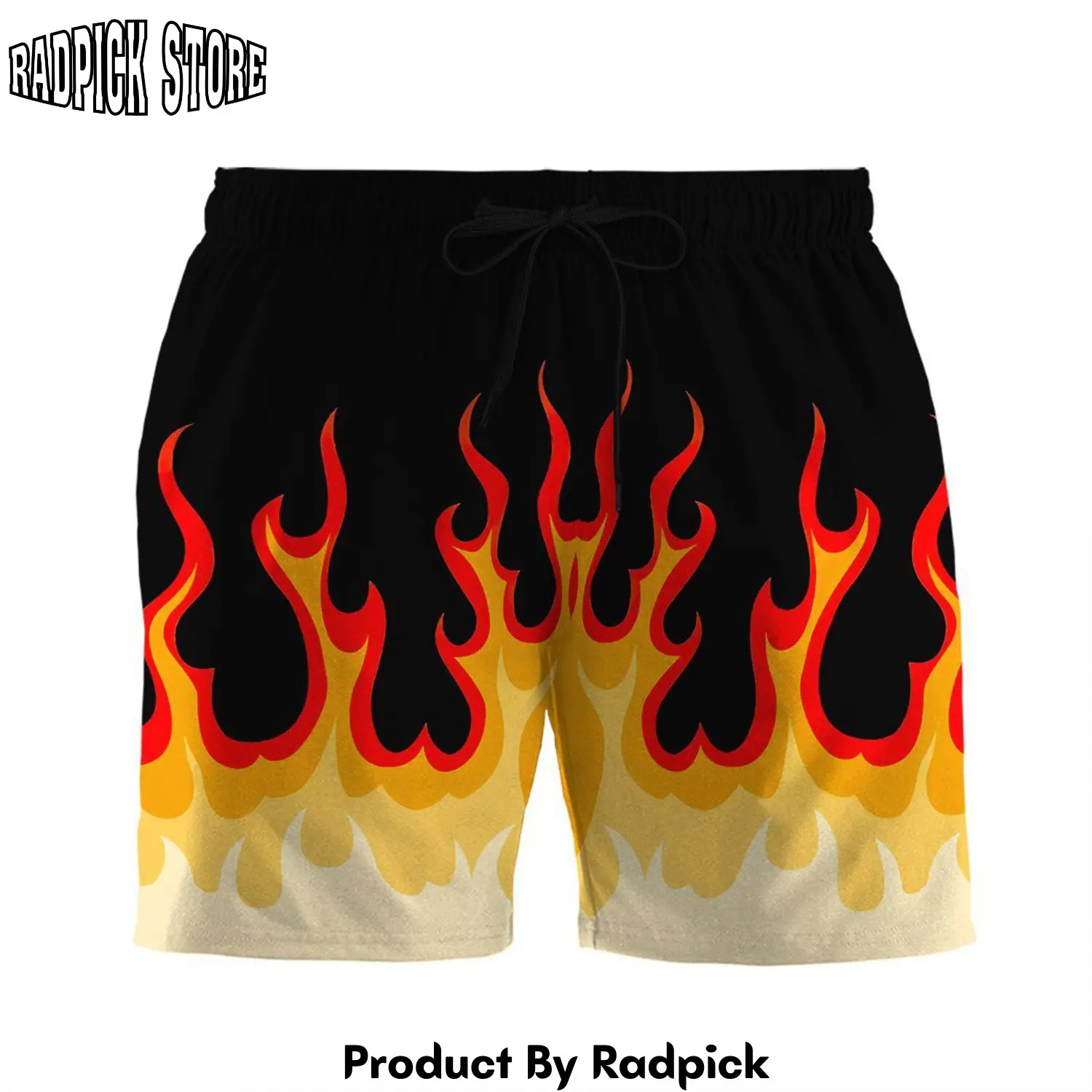 Radpick 3d fire hot rod flames custom beach shorts swim trunk rp631532